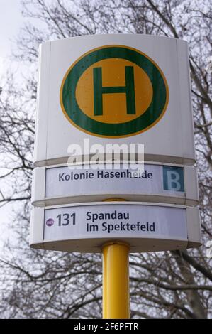 BVG-Haltestelle Kolonie Hasenheide a Berlino-Spandau Foto Stock