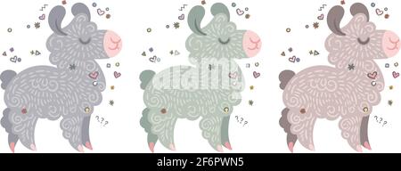 Collezione di graziose lamine ricci in diversi colori. Illustrazione vettoriale per pagine da colorare, stampe per bambini e pubblicazioni Illustrazione Vettoriale