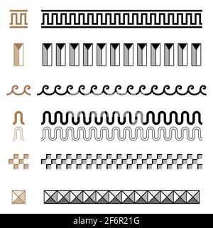 Antico greco senza giunture ornamento costruttore bordi cornici set di modelli Illustrazione Vettoriale