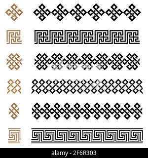 Antico greco senza giunture ornamento costruttore bordi cornici set di modelli Illustrazione Vettoriale