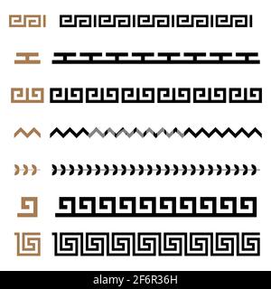 Antico greco senza giunture ornamento costruttore bordi cornici set di modelli Illustrazione Vettoriale