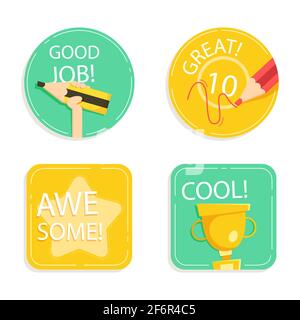 Set di adesivi per lavori buoni e di grande qualità illustrazione vettoriale. Illustrazione Vettoriale