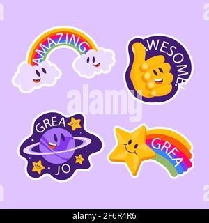 Set di adesivi per lavori buoni e di grande qualità illustrazione vettoriale. Illustrazione Vettoriale