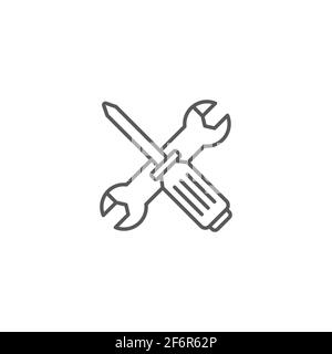 Icona cacciavite e utensili chiave sfondo isolato. Simbolo dell'attrezzo di servizio. Illustrazione vettoriale Illustrazione Vettoriale