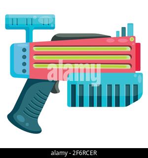 vector clip art blaster. un'illustrazione vivida di un'arma aliena insolita. armi energetiche per i giochi per computer. Illustrazione Vettoriale