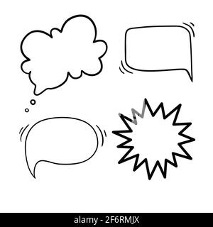 Raccolta vettoriale di Doodle disegnate a mano Speech Bubbles Illustrazione Vettoriale