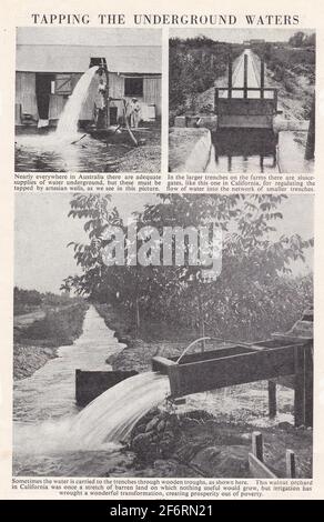 Foto in bianco e nero d'epoca del sistema di irrigazione - che colpendo le acque sotterranee. Foto Stock