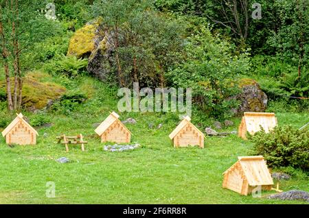 Casa tradizionale scandinava - antiche tradizioni edilizie a Jostedalsbreen National Parco - Norvegia Foto Stock