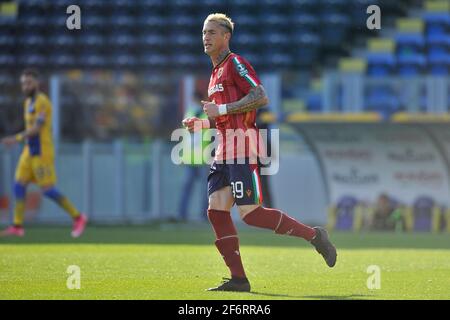 Frosinone, Italia. 02 aprile 2021. Matteo Ardemagni giocatore di Reggiana durante la partita del campionato italiano Serie B tra Frosinone vs Reggiana risultato finale 0-0, partita disputata allo stadio Benito Stirpe di Frosinone. Italia, 02 aprile 2021. (Foto di Vincenzo Izzo/Sipa USA) Credit: Sipa USA/Alamy Live News Foto Stock