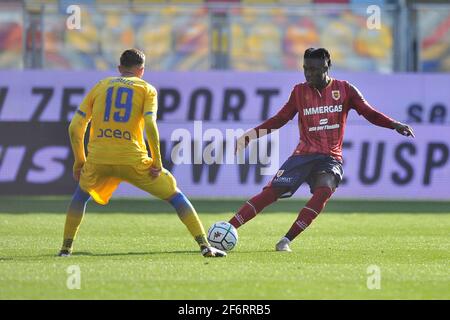 Frosinone, Italia. 02 aprile 2021. Yao Guy giocatore di Reggiana durante la partita del campionato italiano Serie B tra Frosinone vs Reggiana risultato finale 0-0, partita giocata allo stadio Benito Stirpe di Frosinone. Italia, 02 aprile 2021. (Foto di Vincenzo Izzo/Sipa USA) Credit: Sipa USA/Alamy Live News Foto Stock