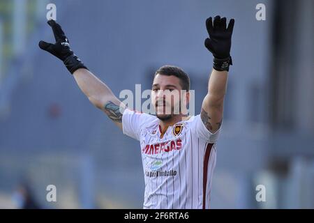 Frosinone, Italia. 02 aprile 2021. Giacomo Venturi giocatore di Reggiana durante la partita del campionato italiano Serie B tra Frosinone vs Reggiana risultato finale 0-0, partita disputata allo stadio Benito Stirpe di Frosinone. Italia, 02 aprile 2021. (Foto di Vincenzo Izzo/Sipa USA) Credit: Sipa USA/Alamy Live News Foto Stock