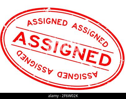 Grunge rosso assegnato parola ovale guarnizione di gomma timbro su bianco sfondo Illustrazione Vettoriale