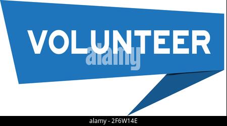 Banner vocale di carta blu con volontario di parola su sfondo bianco (Vettore) Illustrazione Vettoriale