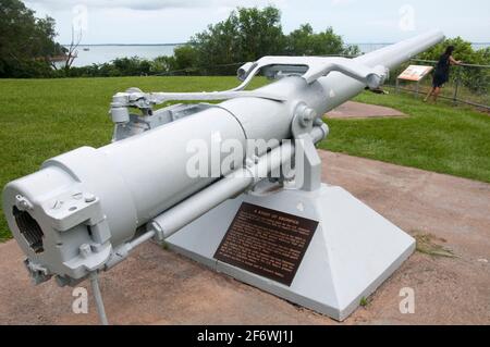 Memoriale della USS Peary sull'Esplanade a Darwin, territorio del Nord, Australia. Il cacciatorpediniere fu affondato qui da aerei giapponesi il 19 febbraio 1942. Foto Stock