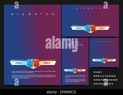 esport biog match team vs materiale promozionale template. varie dimensioni. illustrazione vettoriale Illustrazione Vettoriale
