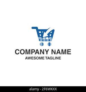 logo dello shopping. icona dello shopping. icona del negozio. logo del negozio online. modello del logo vettoriale pronto per l'uso Illustrazione Vettoriale