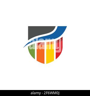 schermo colorato astratto forma logo finanziario. freccia finanziaria barra o simbolo di borsa icona. modello di logo pronto per l'uso Illustrazione Vettoriale