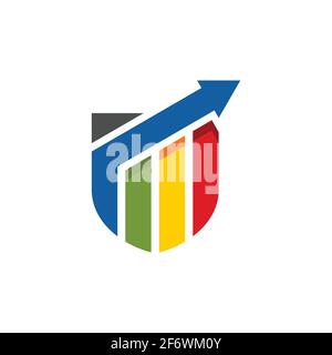 schermo colorato astratto forma logo finanziario. freccia finanziaria barra o simbolo di borsa icona. modello di logo pronto per l'uso Illustrazione Vettoriale