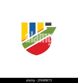 schermo colorato astratto forma logo finanziario. freccia finanziaria barra o simbolo di borsa icona. modello di logo pronto per l'uso Illustrazione Vettoriale