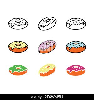 logo simbolo icona donut vettoriale. modello icona pronto per l'uso Illustrazione Vettoriale