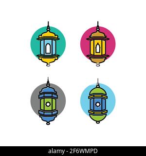 illustrazione dell'icona della lampada araba tradotional, simbolo islamico della lampada arabica Illustrazione Vettoriale