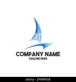 Abstract Ship logo - vettoriale illustrazione del concetto di modello di logo moderno. Grafica Ocean Ship. Simbolo del trasporto marittimo in barca. Icona nautica. Vettore eps 10 Illustrazione Vettoriale