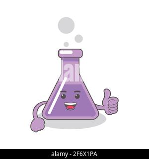 flacone chimico viola con immagine vettoriale volti Illustrazione Vettoriale