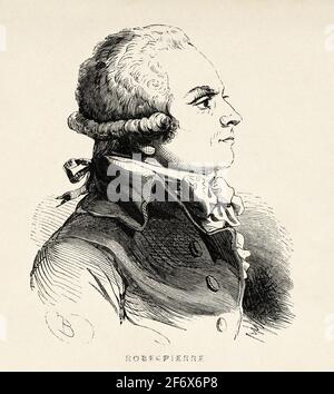 Ritratto di Augustin Robespierre (Arras 1763 - Parigi 1794) politico francese, membro della Convenzione Nazionale. Francia, Rivoluzione francese 18 ° secolo. Vecchia illustrazione incisa da Histoire de la Revolution Francaise 1845 Foto Stock