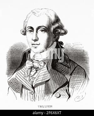 Ritratto di Jean-Lambert Tallien (1767-1820) giornalista francese e politico. Francia, Rivoluzione francese 18 ° secolo. Vecchia illustrazione incisa da Histoire de la Revolution Francaise 1845 Foto Stock