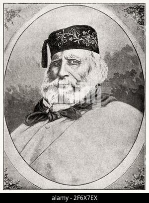 Ritratto di Giuseppe Garibaldi (1807-1882) militare e politico italiano. Insieme al Re di Sardegna Victor Manuel II fu uno dei principali leader e architetti dell'unificazione d'Italia, l'Europa Foto Stock