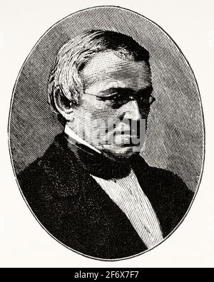 Ritratto di Sir Charles Wheatstone (1802-1875) scienziato inglese e inventore di molte scoperte scientifiche dell'epoca vittoriana, tra cui la concertina inglese, lo stereoscopio e il cifrario Playfair. Conosciuto soprattutto per i suoi contributi nello sviluppo del ponte di Wheatstone. Regno Unito, Inghilterra. Europa Foto Stock