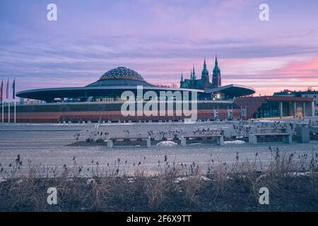 Stazione degli autobus a Kielce. Kielce, Santa Croce, Polonia. Foto Stock