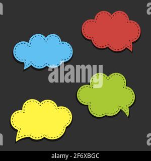 Fumetti vuoti vettore nuvole colorate - bolle di voce con linee punteggiate. Illustrazione Vettoriale