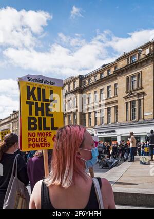 Newcastle upon Tyne, Regno Unito, 03 aprile 2021. Protesta contro i governi Police and Crime Bill che darebbe alla polizia e al Segretario di Stato per prevenire le proteste. Gallia NE News/Alamy News Foto Stock