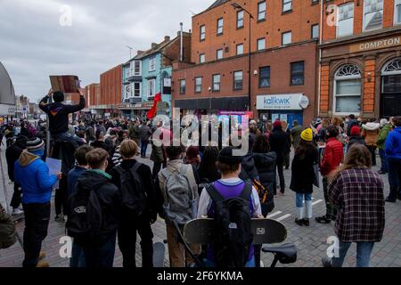 NORTHAMPTON, INGHILTERRA. 3 APRILE. Uccidete la protesta di Bill a Northampton e strade più sicure sabato 3 aprile 2021. (Credit: Leila Coker) Credit: Leila Coker/Alamy Live News Foto Stock