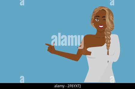 Una giovane donna nera che sfoggia una pettinatura intrecciata Illustrazione Vettoriale