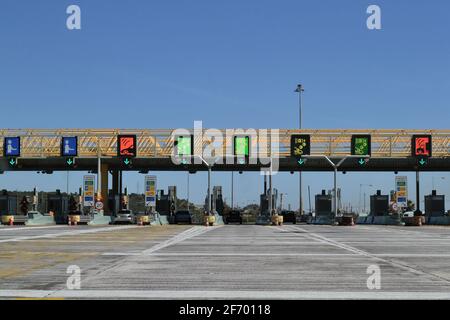 Stazione a pedaggio di Olympia odos in Grecia. Foto Stock