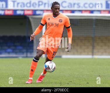 Southend, Regno Unito. 03 Apr 2021. SOUTHEND, INGHILTERRA - APRILE 03: Omari Patrick di Carlisle si è Unito durante la Sky Bet League due tra Southend United e Carlisle United al Roots Hall Stadium, Southend, Regno Unito il 03 Aprile 2021 Credit: Action Foto Sport/Alamy Live News Foto Stock