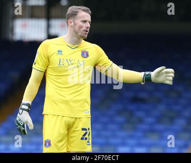 Southend, Regno Unito. 03 Apr 2021. SOUTHEND, INGHILTERRA - APRILE 03: Paul Farman di Carlisle si è Unito durante la Sky Bet League due tra Southend United e Carlisle United al Roots Hall Stadium, Southend, Regno Unito il 03 Aprile 2021 Credit: Action Foto Sport/Alamy Live News Foto Stock