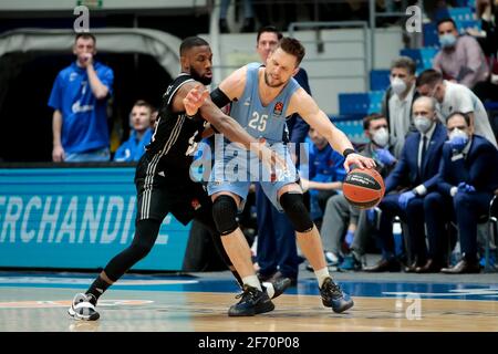 02-04-2021: Basketbal: BC Zenit San Pietroburgo v LDLC ASVEL Villeurbanne: Sint Petersburg SAN PIETROBURGO, RUSSIA - 2 APRILE: Norris Cole di LDLC AS Foto Stock