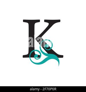 La lettera K icona logo design agli elementi del modello Illustrazione Vettoriale