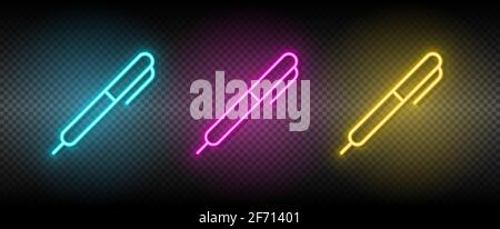 Set di icone premio, coppa, neon Illustrazione Vettoriale