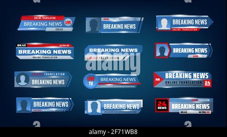 Ultime notizie TV schermo barre, banner, titoli Illustrazione Vettoriale