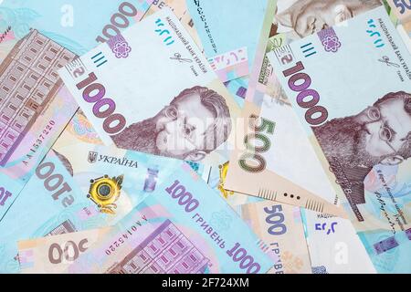 Ucraino Hryvnia nuovo background banconote. Foto Stock