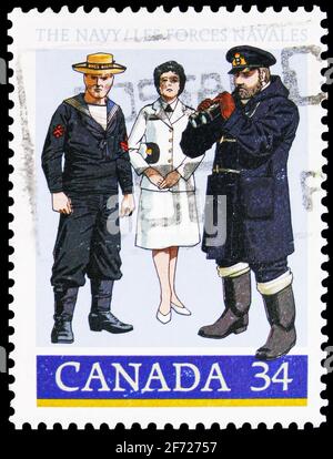 MOSCA, RUSSIA - 28 FEBBRAIO 2021: Francobollo stampato in Canada mostra la Marina, circa 1985 Foto Stock