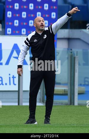 Roma, Italia. 03 Apr 2021. L'allenatore di Spezia Calcio Vincenzo Italiano durante la Serie A match tra SS Lazio e Spezia Calcio allo Stadio Olimpico il 03 aprile 2021 a Roma. (Foto di Roberto Ramaccia/Agenzia fotografica INA) Credit: Sipa USA/Alamy Live News Foto Stock