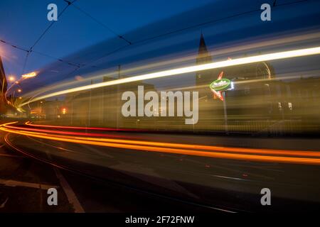 I sentieri del tram al Nottingham Contemporary nel Nottingham City Centre, Nottinghamshire Inghilterra UK Foto Stock