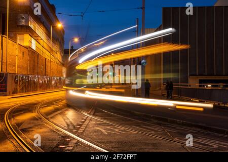 I sentieri del tram al Nottingham Contemporary nel Nottingham City Centre, Nottinghamshire Inghilterra UK Foto Stock