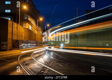 I sentieri del tram al Nottingham Contemporary nel Nottingham City Centre, Nottinghamshire Inghilterra UK Foto Stock