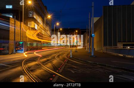 I sentieri del tram al Nottingham Contemporary nel Nottingham City Centre, Nottinghamshire Inghilterra UK Foto Stock